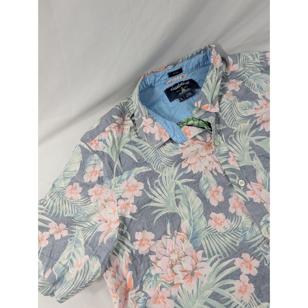 Chubbies Friday  Hawaiian Shirt Mens Large Beach Tropical Stretch Button Down